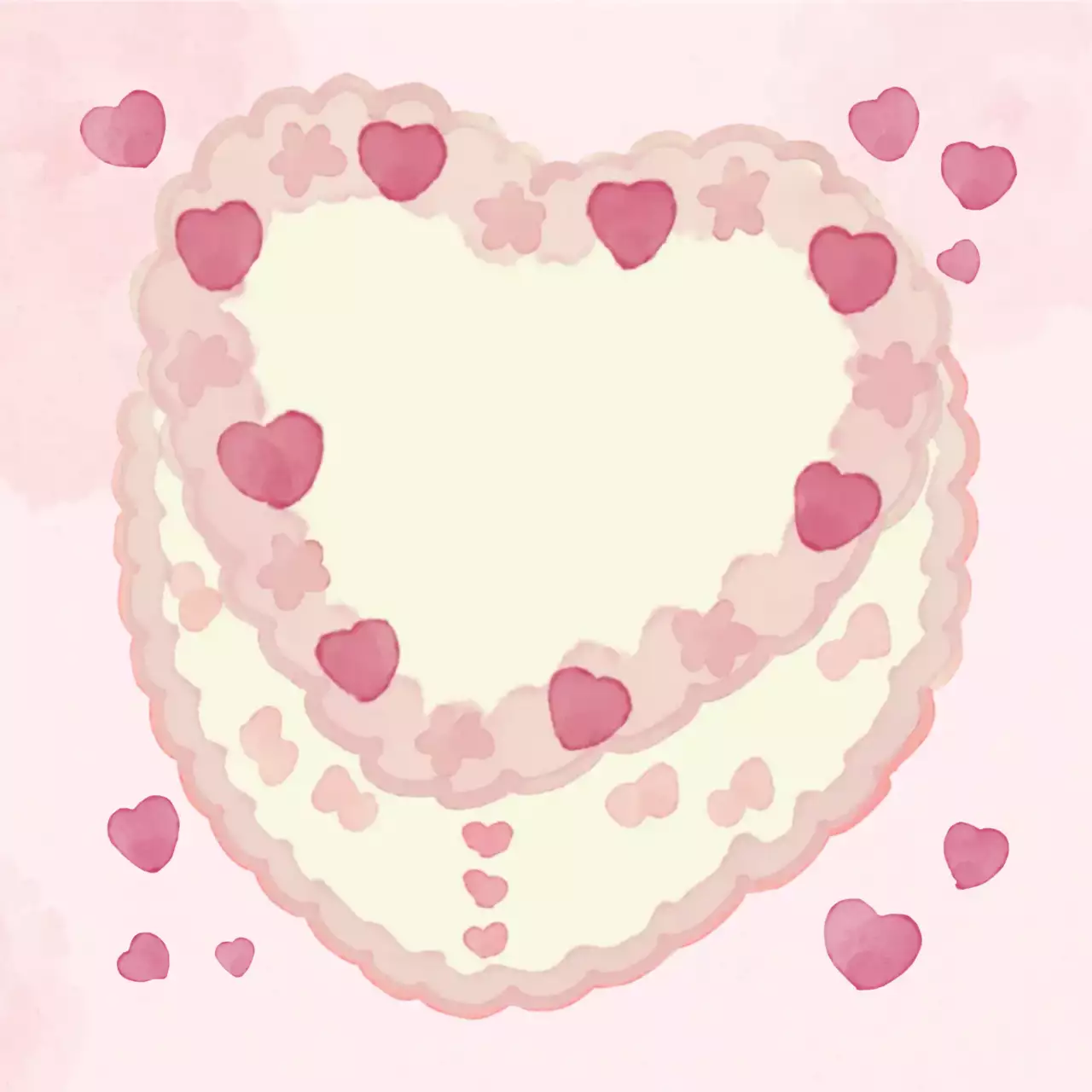 분홍색 귀여운 하트 케이크 축하 문구