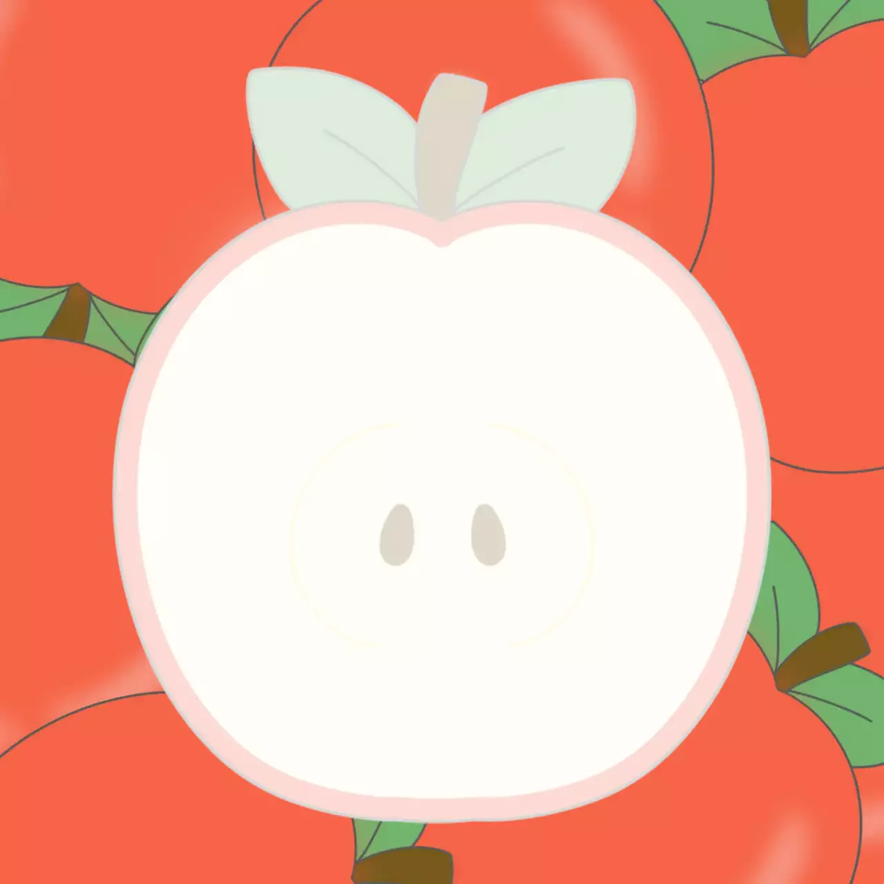 빨강 아기자기한 과일 사과 문구