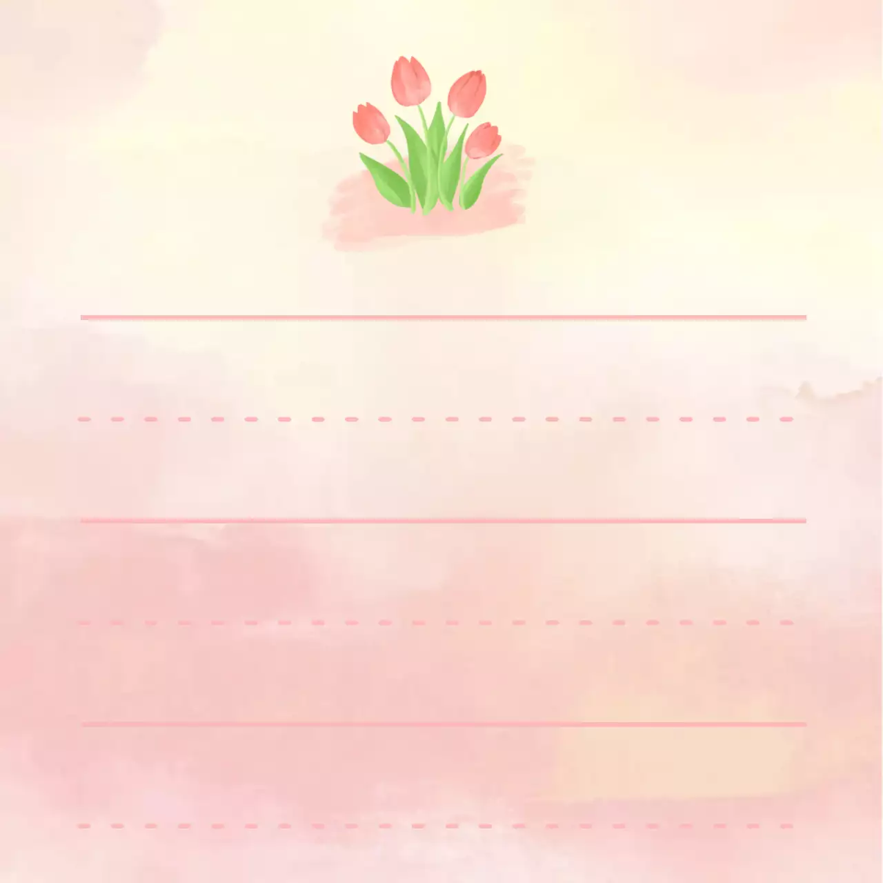 핑크색 수채화 느낌의 아기자기한 편지지