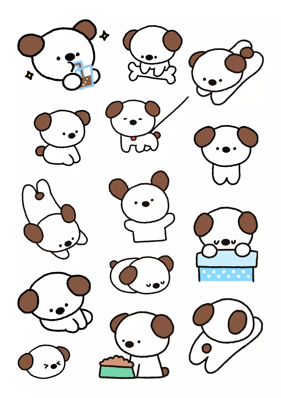 갈색 아기자기한 강아지 캐릭터