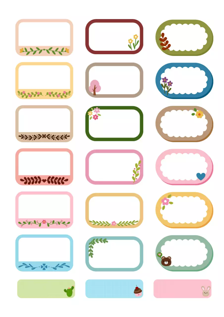 Cute botanical sticker in pastel