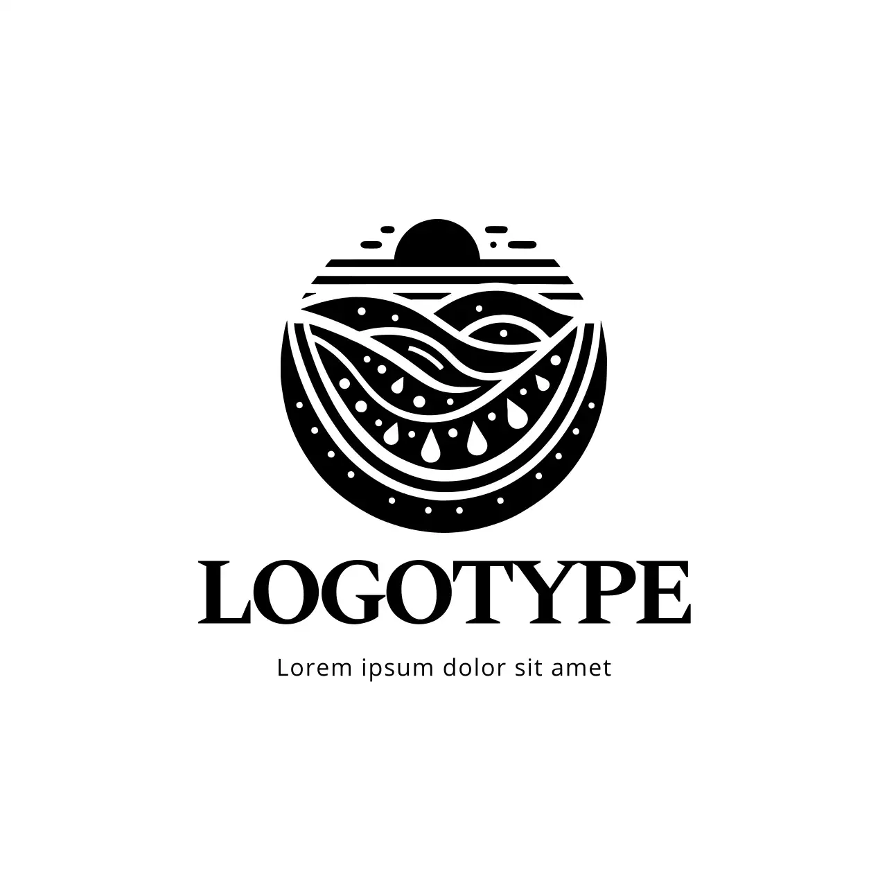 Abstract Water Waves Black Vector