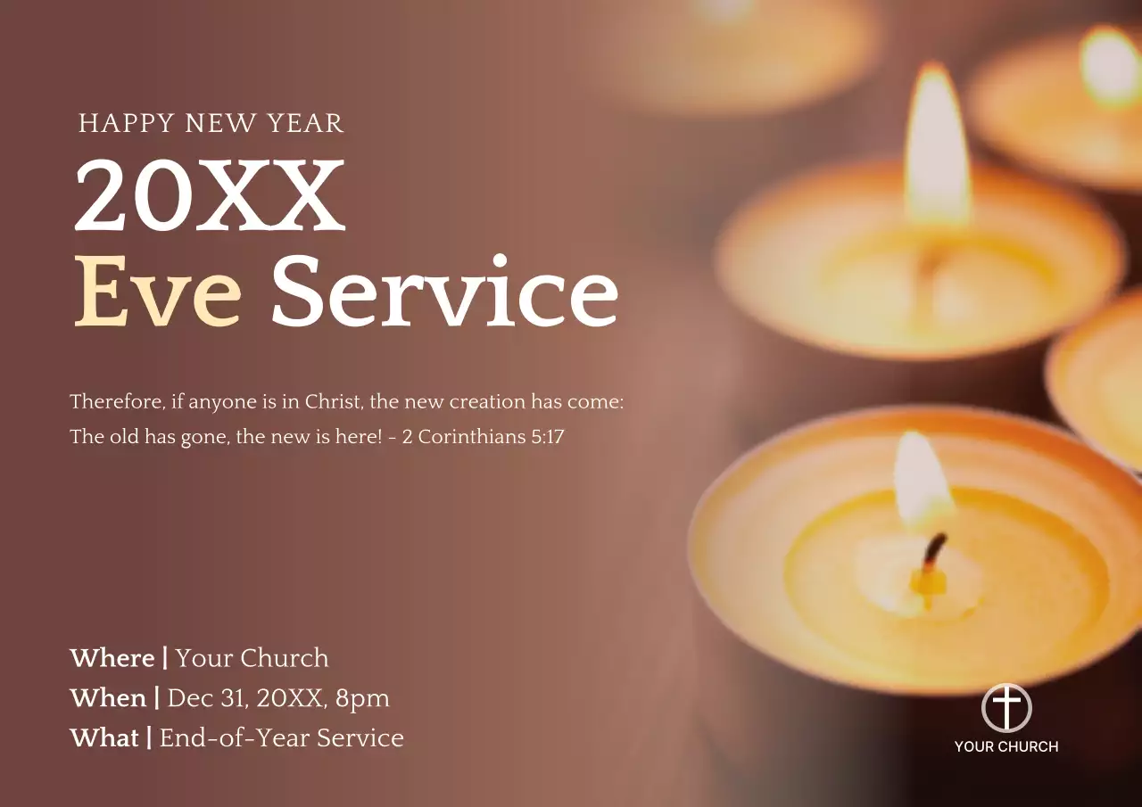 Beige Elegant Church Announcement Poster