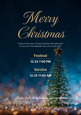 Blue Elegant Christmas Announcement Poster