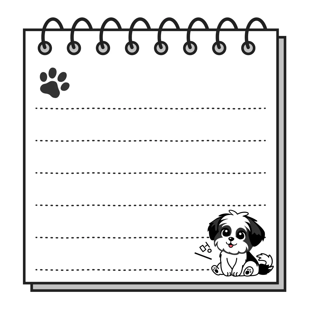 흑백 아기자기한 노트 안내