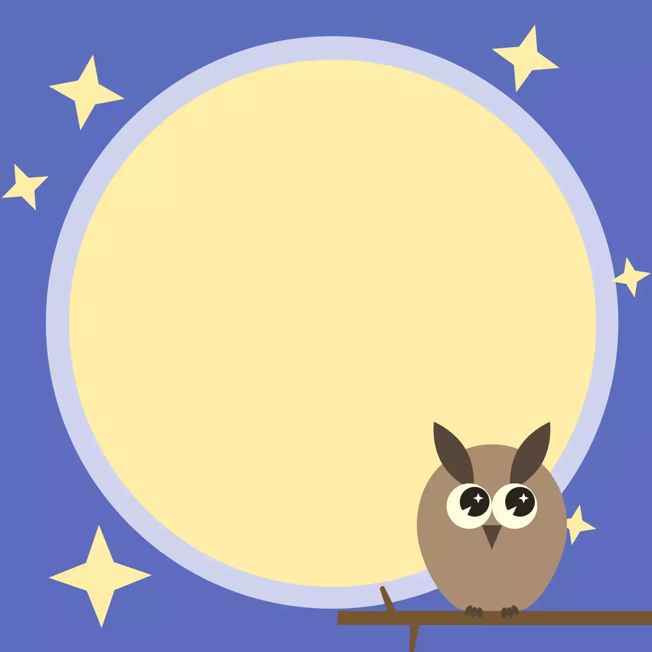 파랑 아기자기한 달 부엉이