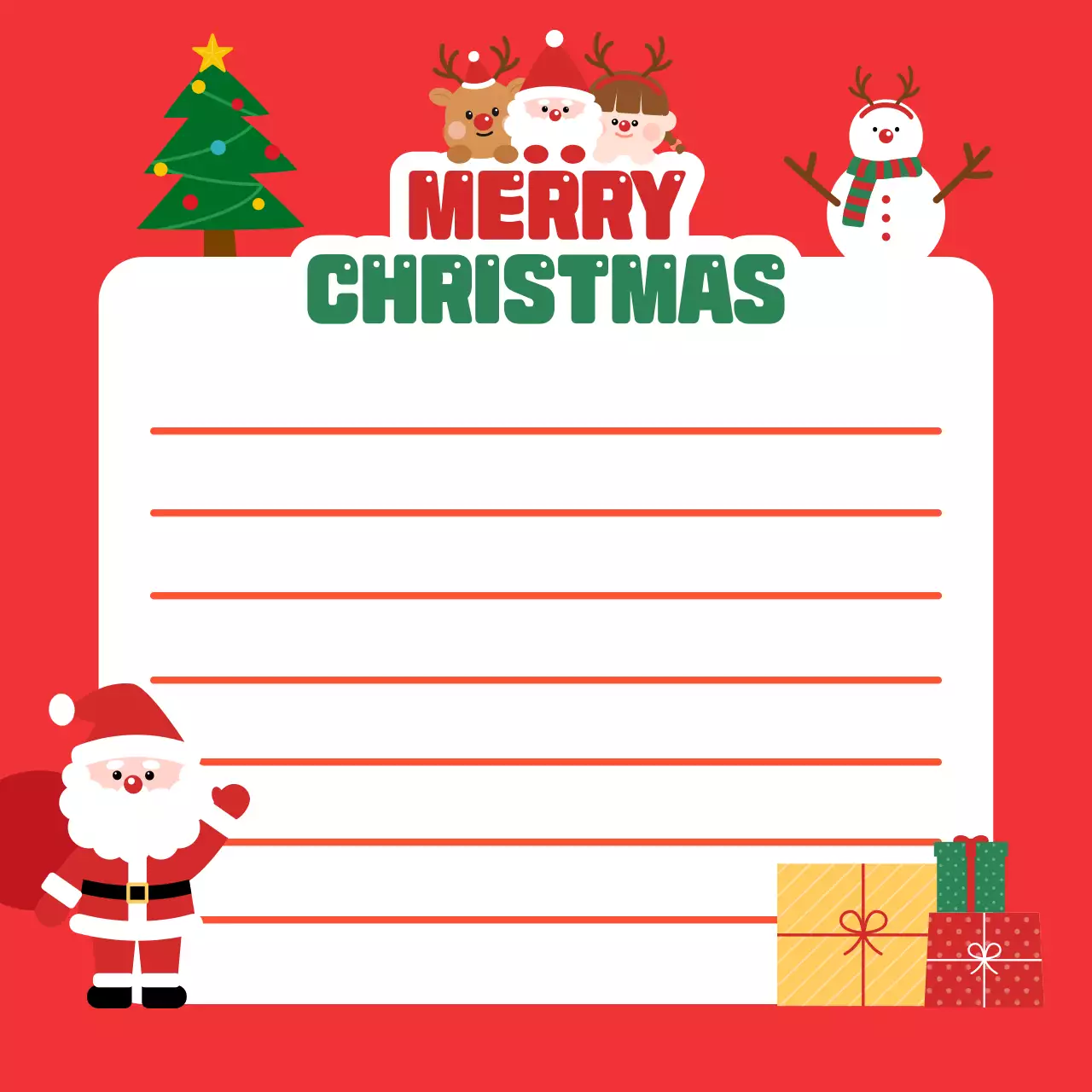 빨강 귀여운 크리스마스 편지지