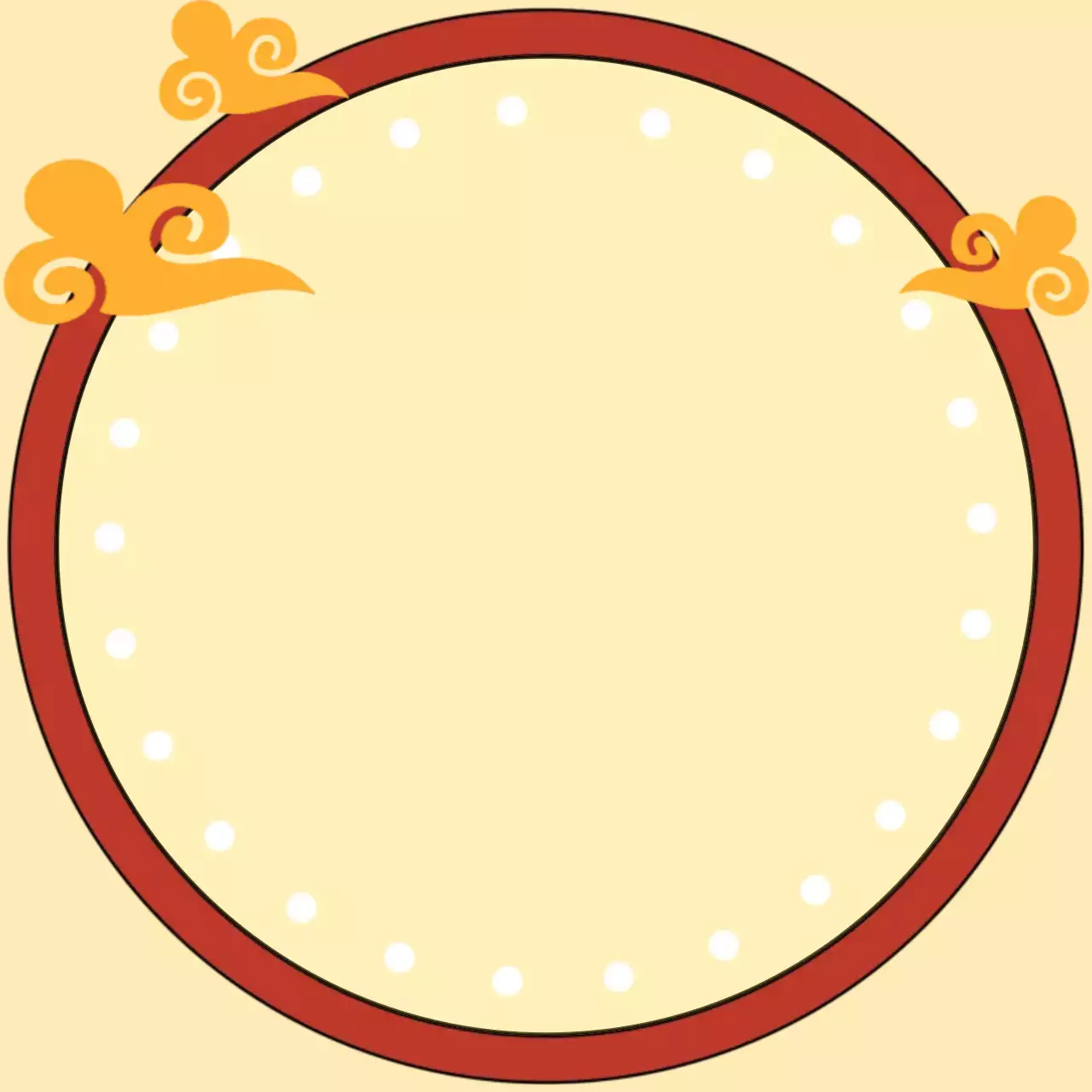 노랑 전통 테두리 구름 문양