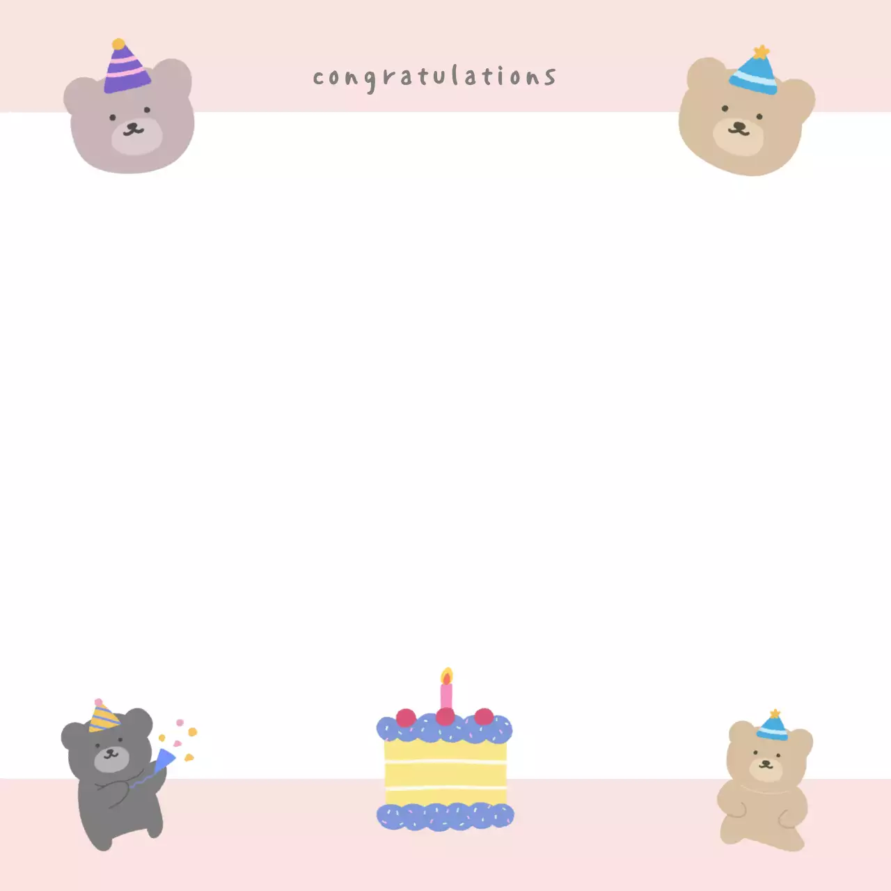 아기자기한 핑크 노랑 곰돌이생일 편지지 초대장 메모지