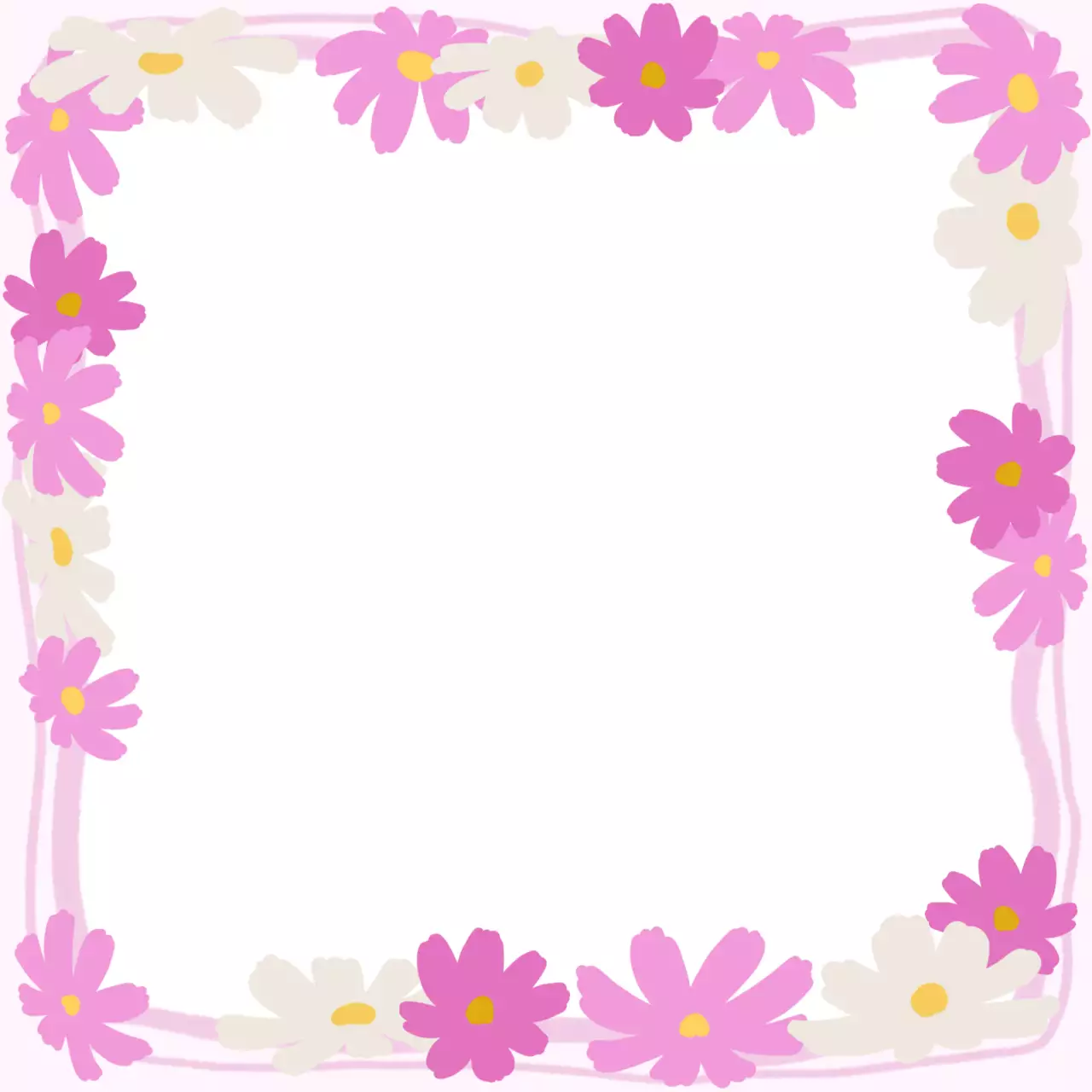 핑크 아기자기한 꽃 테두리 문구