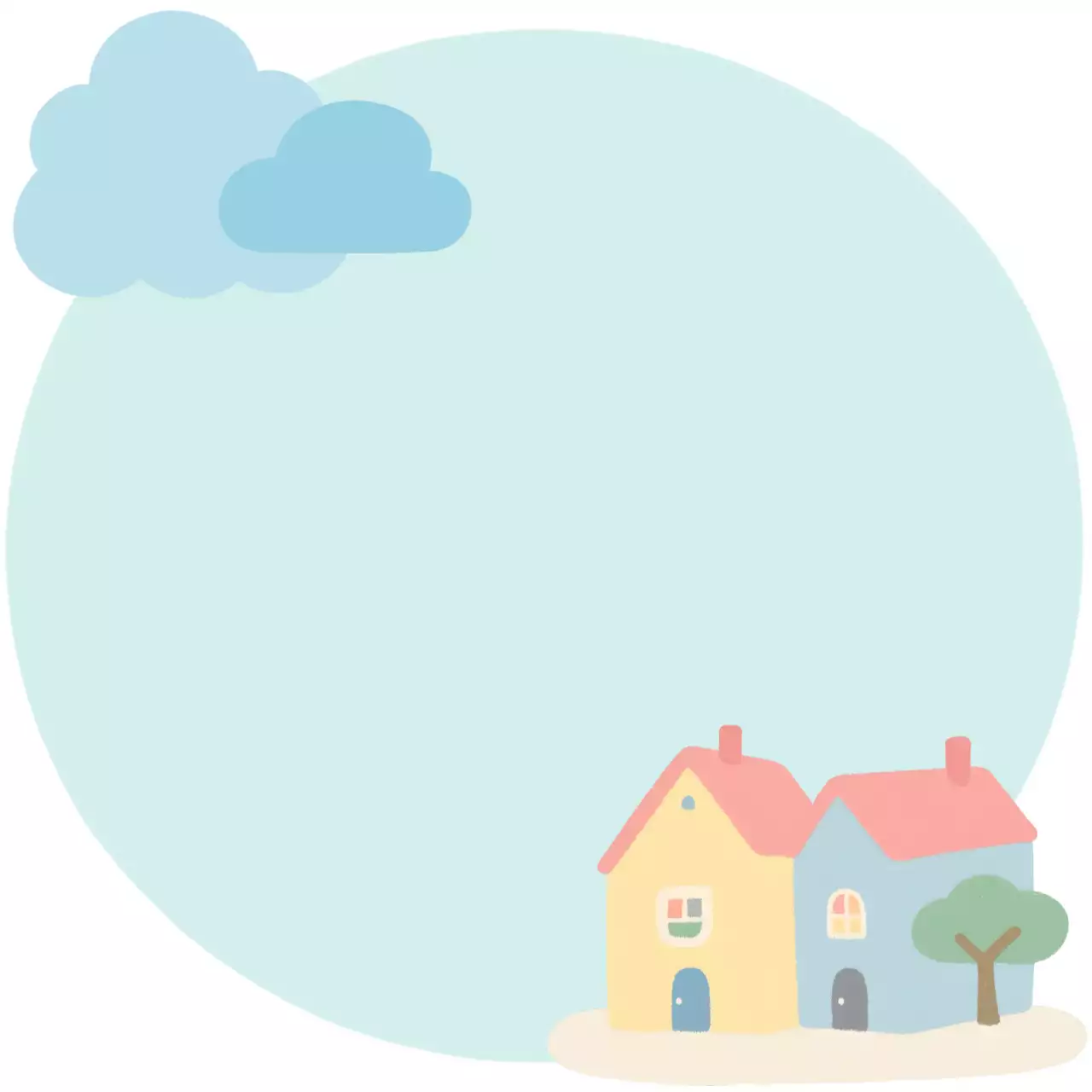 하늘색 아기자기한 풍경 프레임