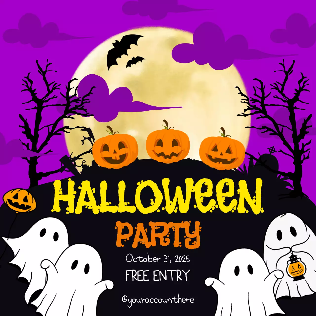 Purple Ghotic Halloween Invitation Media Post