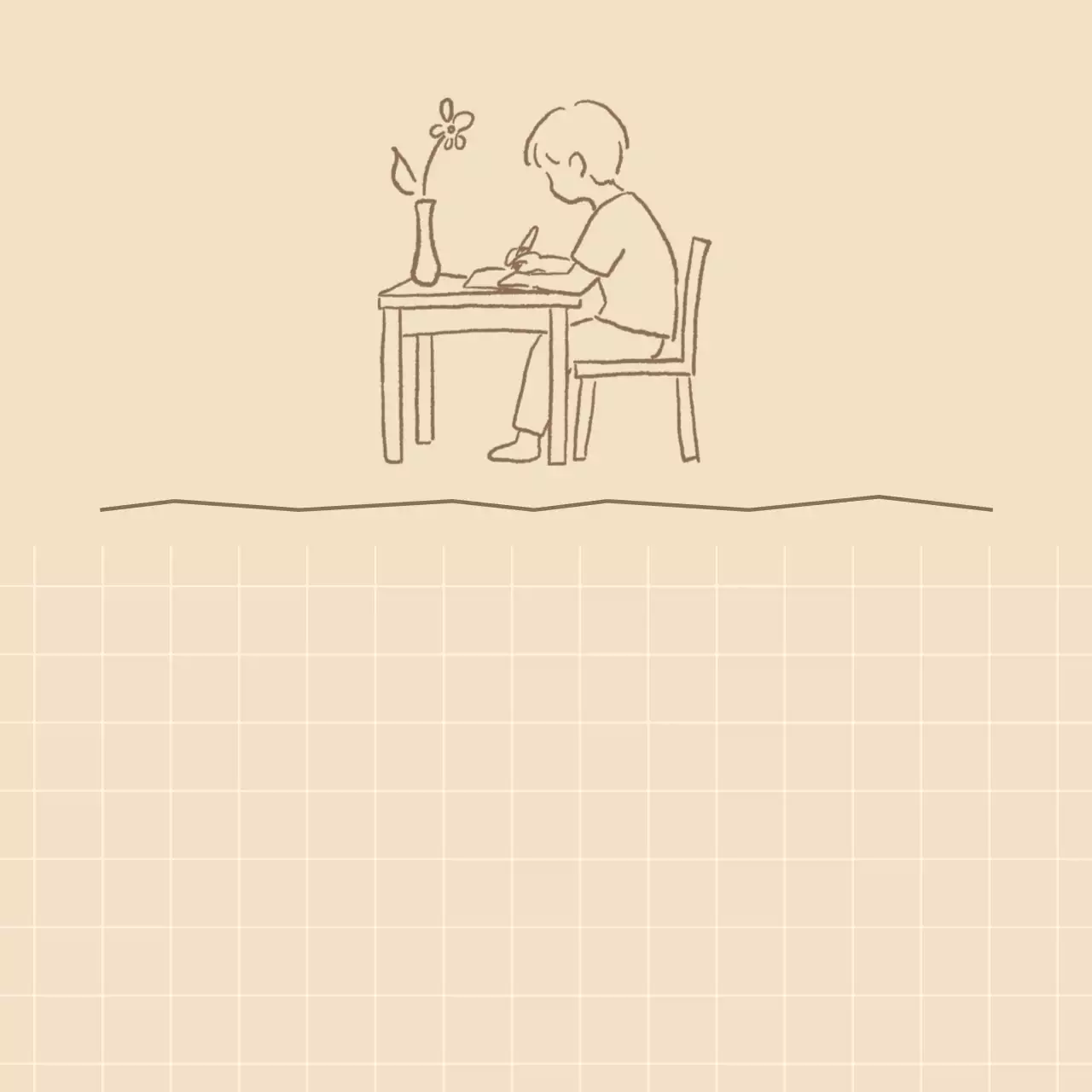 베이지 심플한 공부하는 학생 그림 엽서