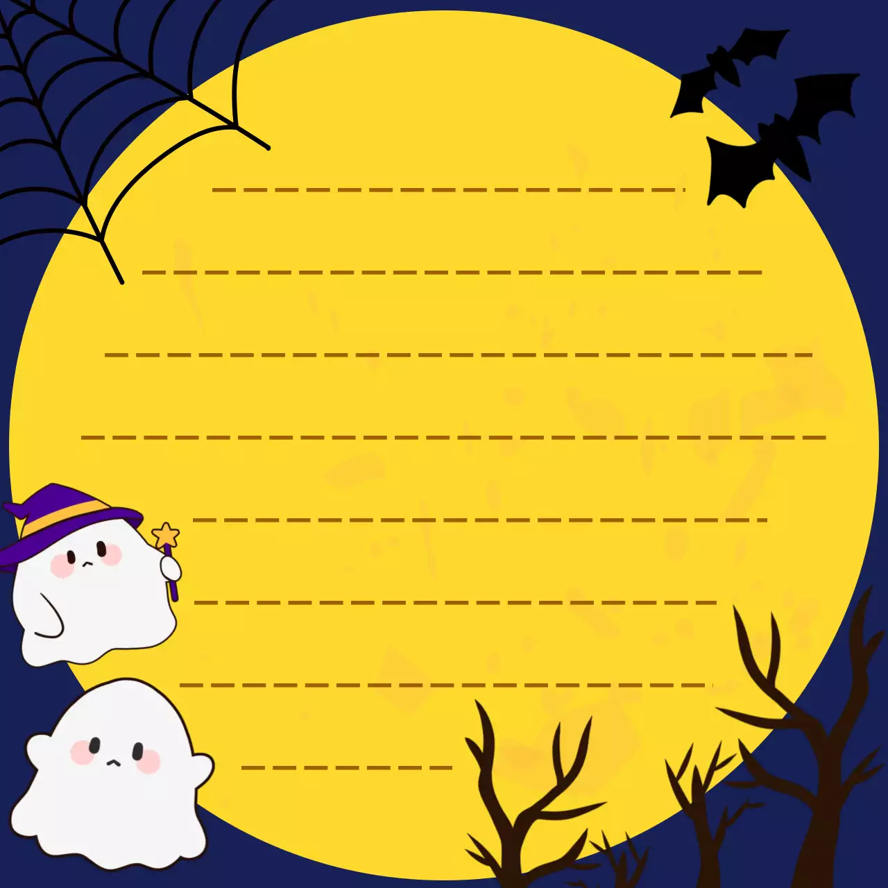 노랑색 아기자기한 유령 프레임