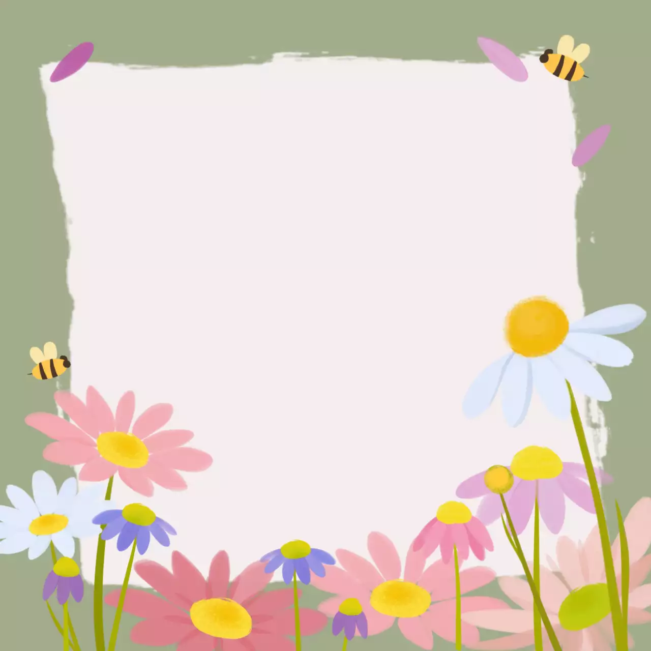 카키 아기자기한 자연 편지지