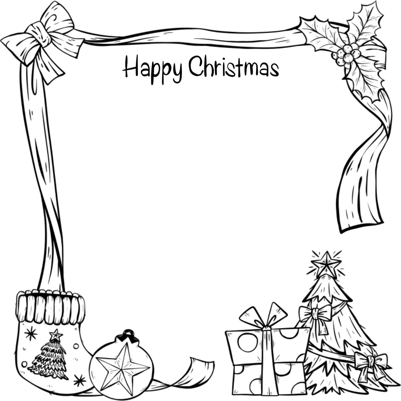 검정 빈티지 라인 크리스마스