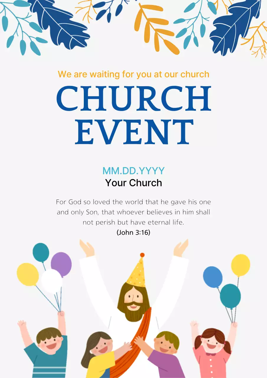 Blue Traditional Church Event Invitation Poster