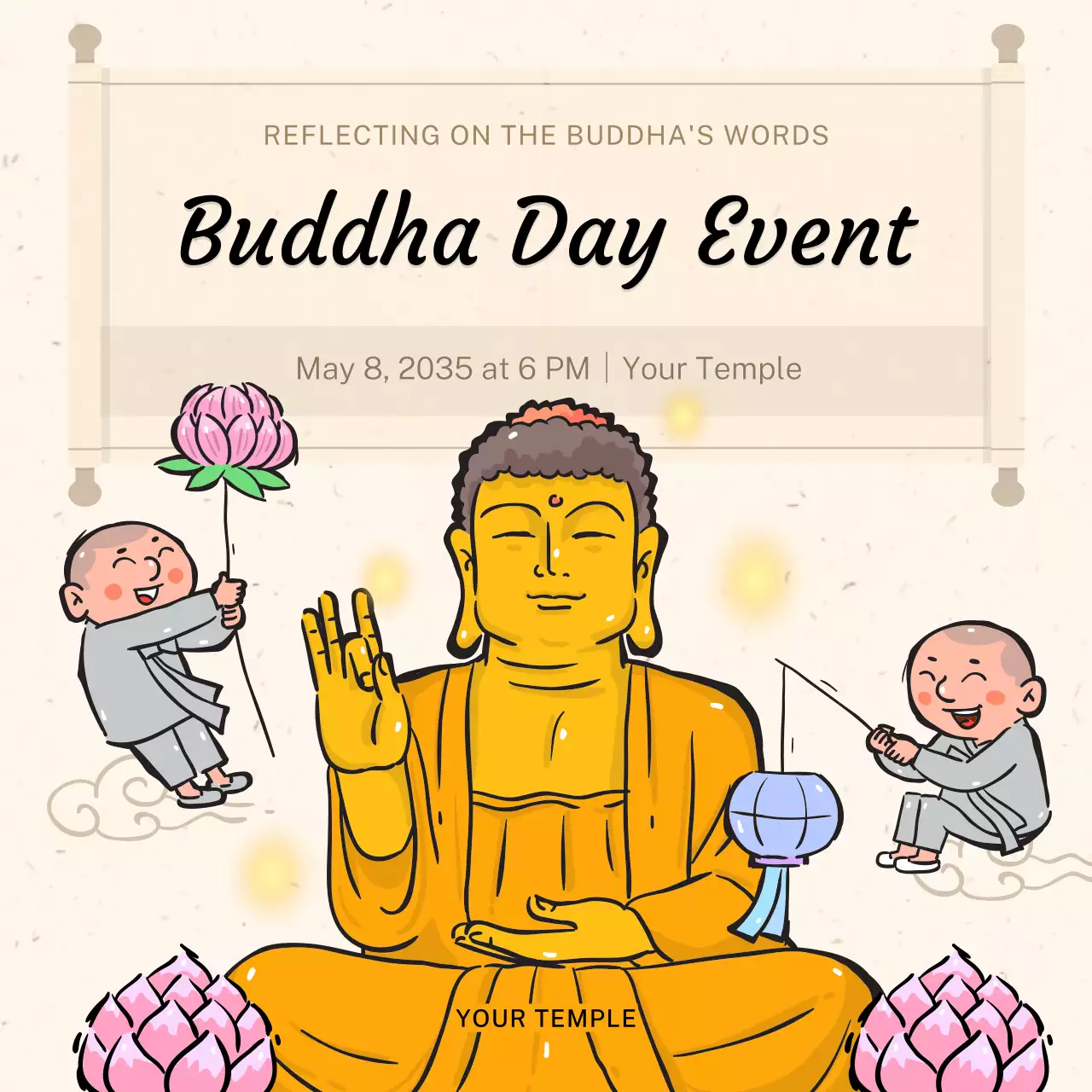 Beige Delightful Buddha Day Event Announcement