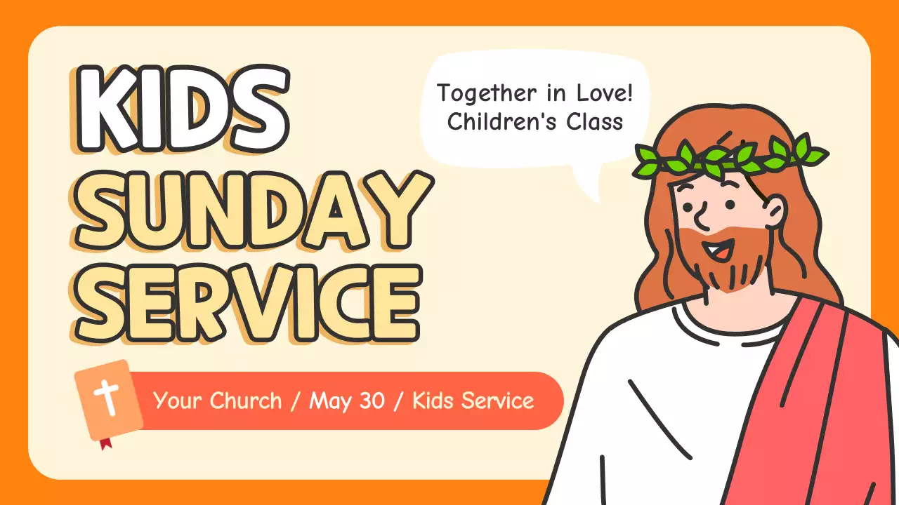 Orange Cute Kids Church School Thumbnail