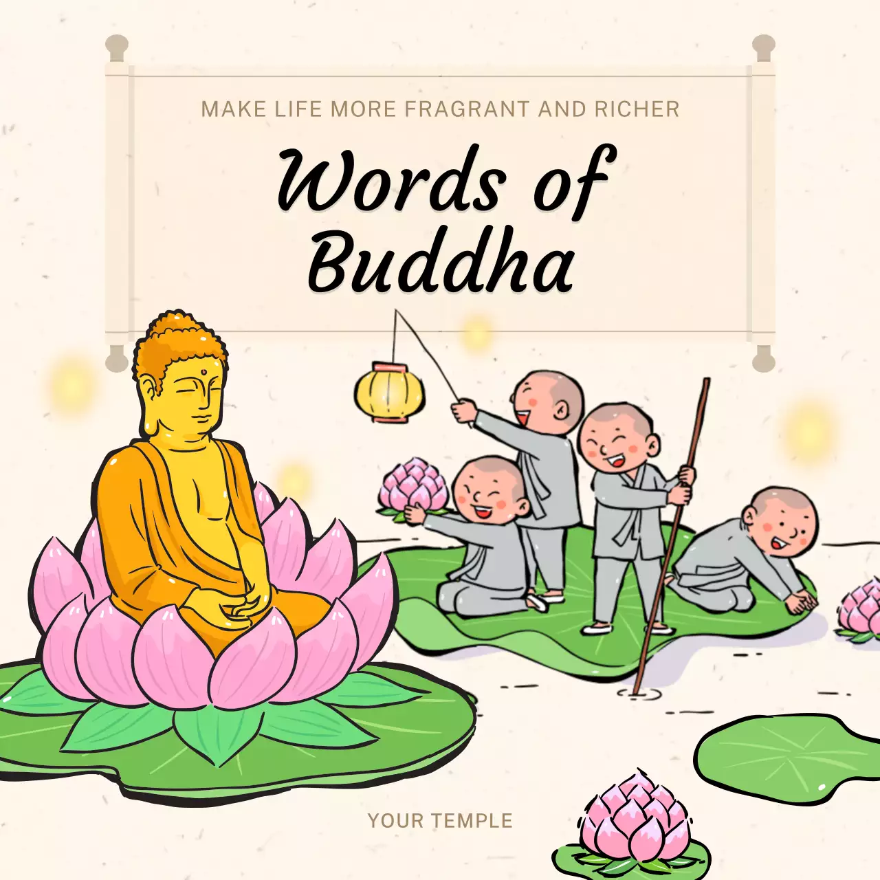 Beige Delightful Buddha Day Event Announcement