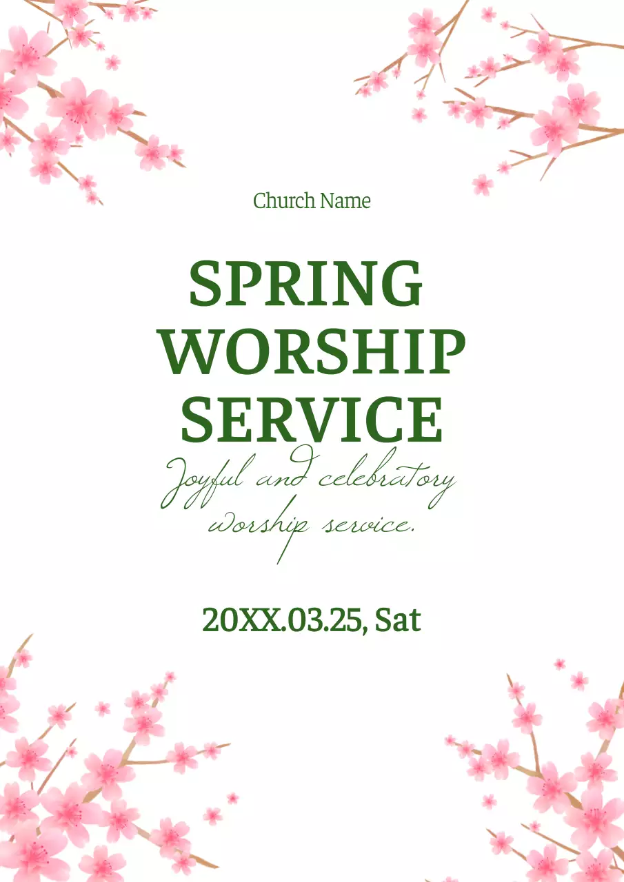 Pink Elegant Worship Announcement Poster