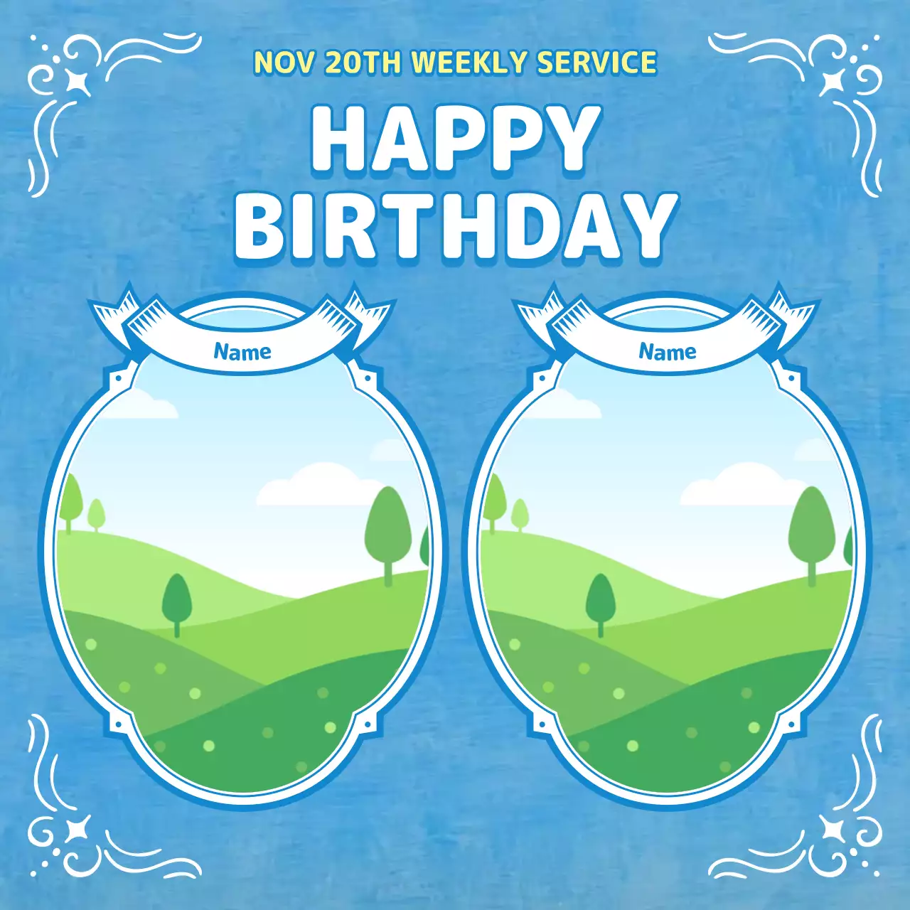 Blue Artistic Church Youth Service Announcement