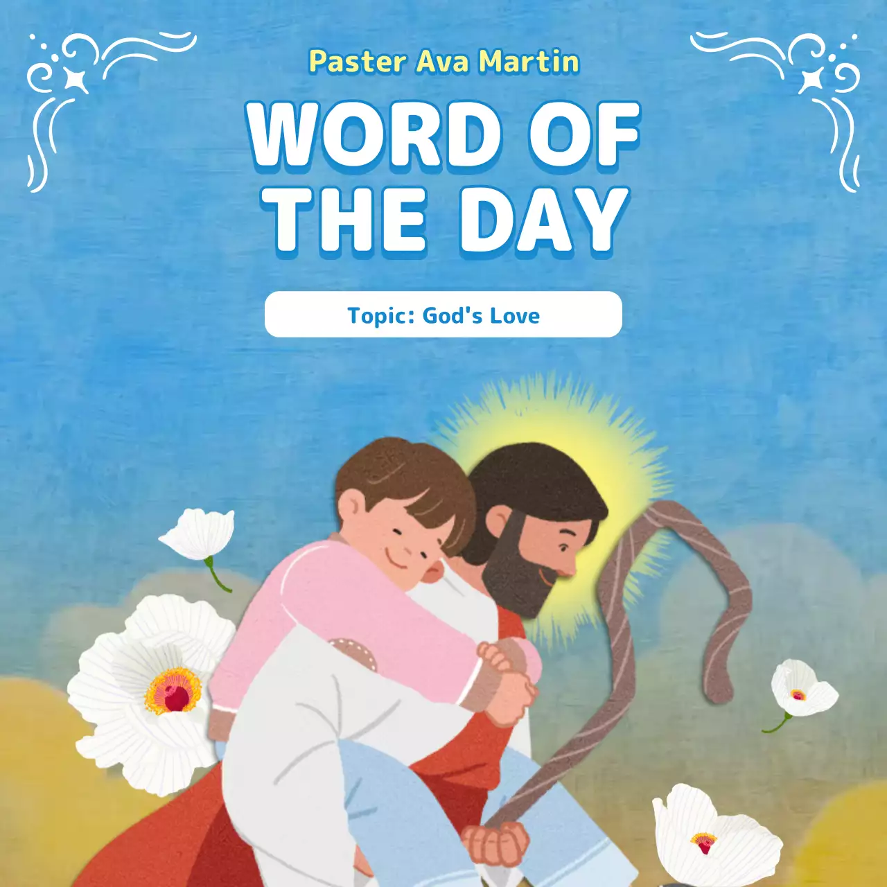 Blue Artistic Church Youth Service Announcement