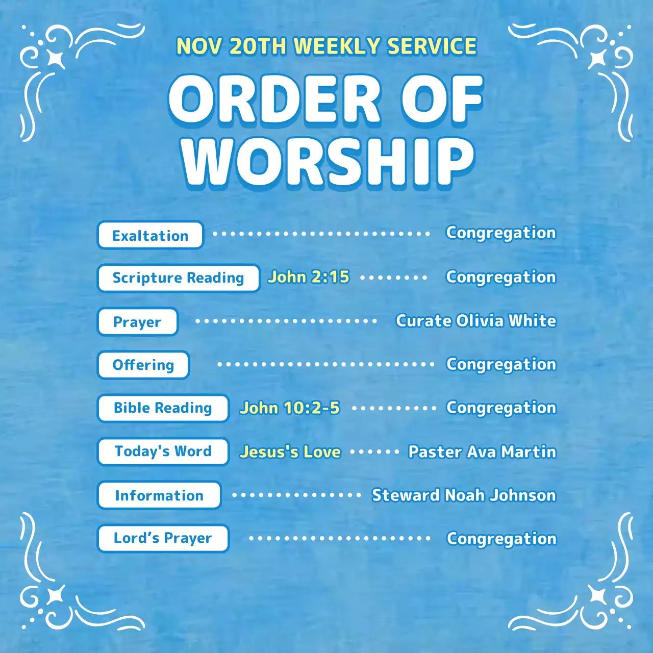 Blue Artistic Church Youth Service Announcement