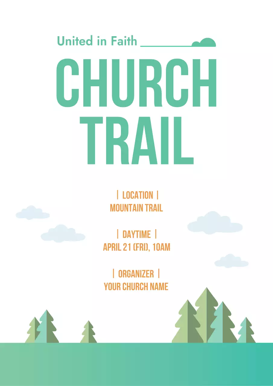 Green Minimal Church Announcement Poster