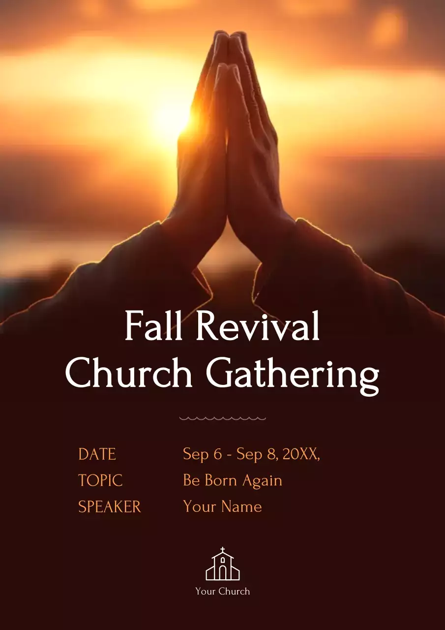 Poster Sự kiện cầu nguyện truyền thống màu cam