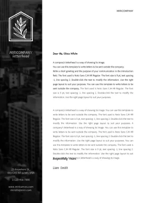 black professional letterhead document