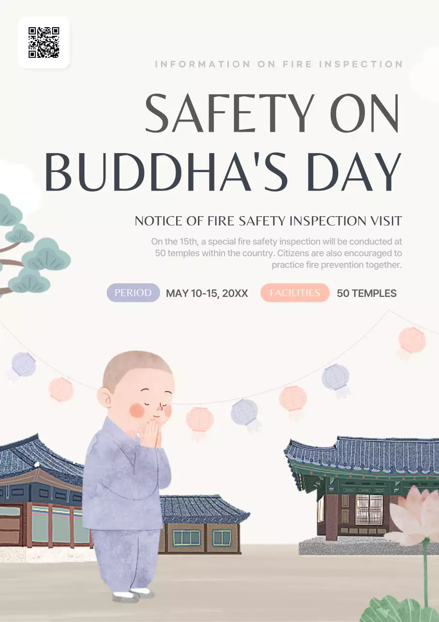 Beige Traditional Buddha's Birthday Announcement Poster