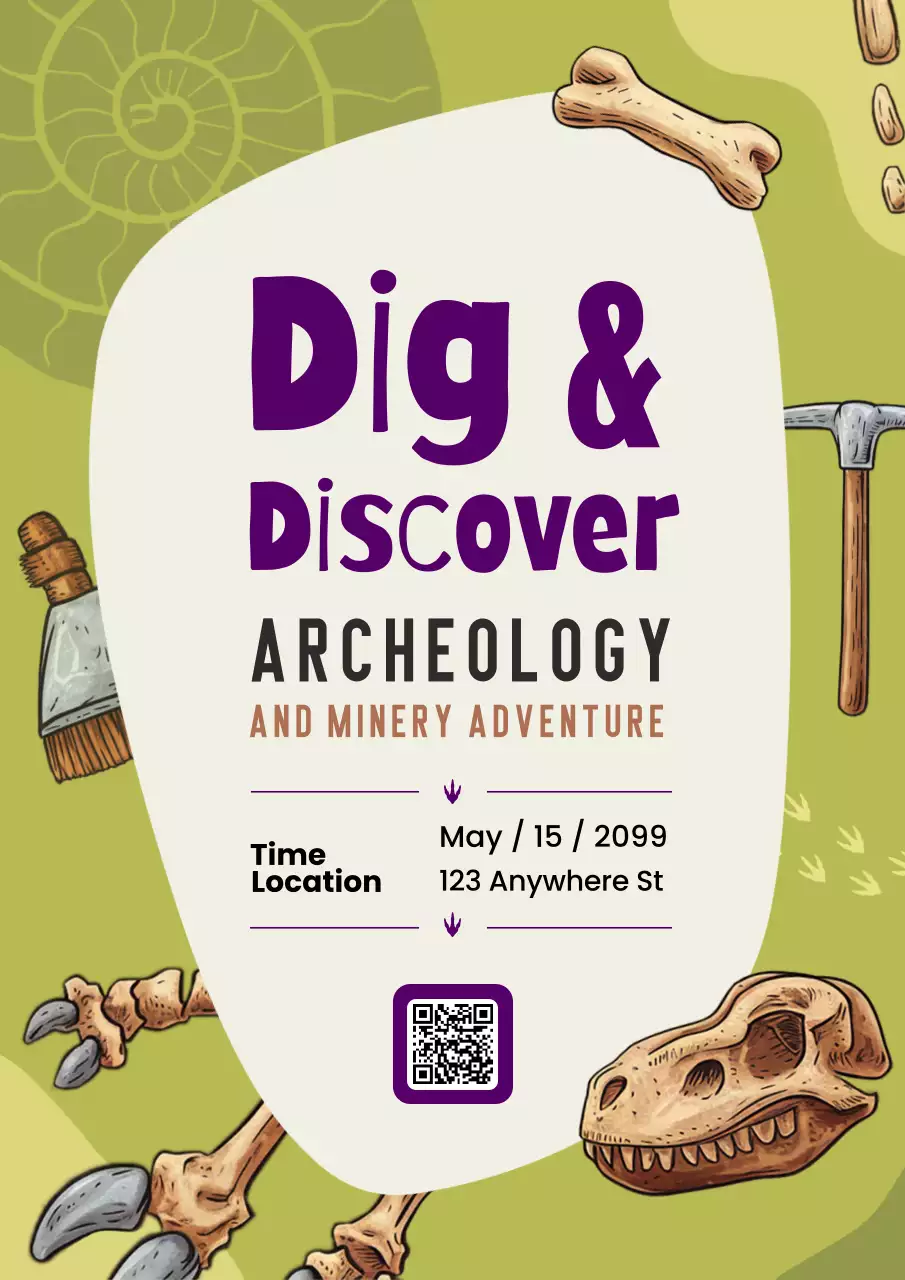 Green Yellow Invitation For Archeology And Minery Activities Poster