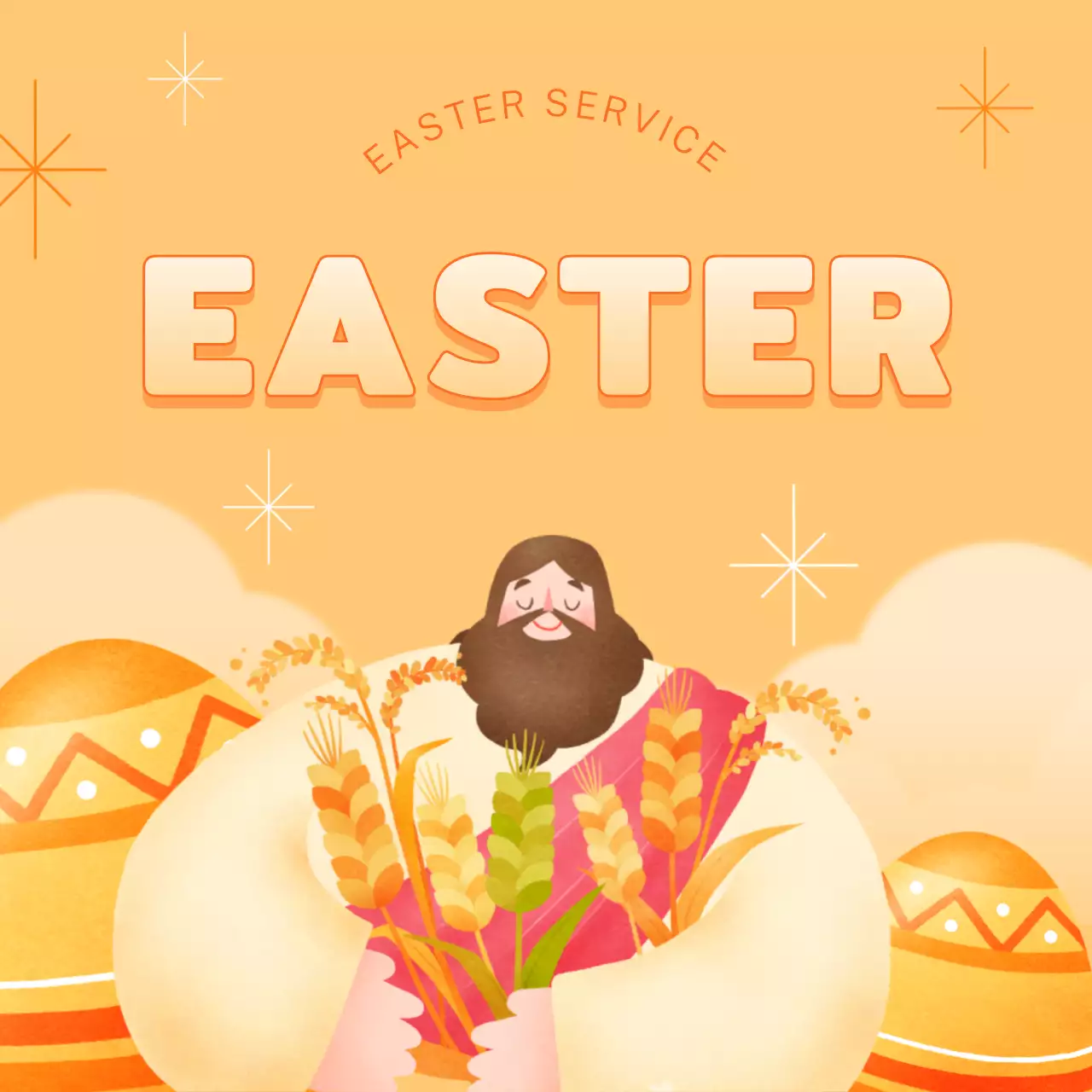 Anúncio da Igreja sobre o evento de Páscoa Orange Whimsical