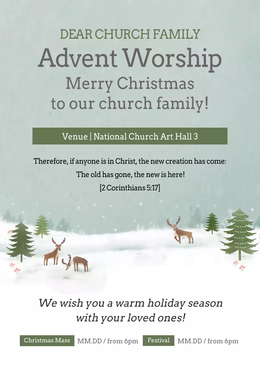 Green Elegant Worship Invitation Poster