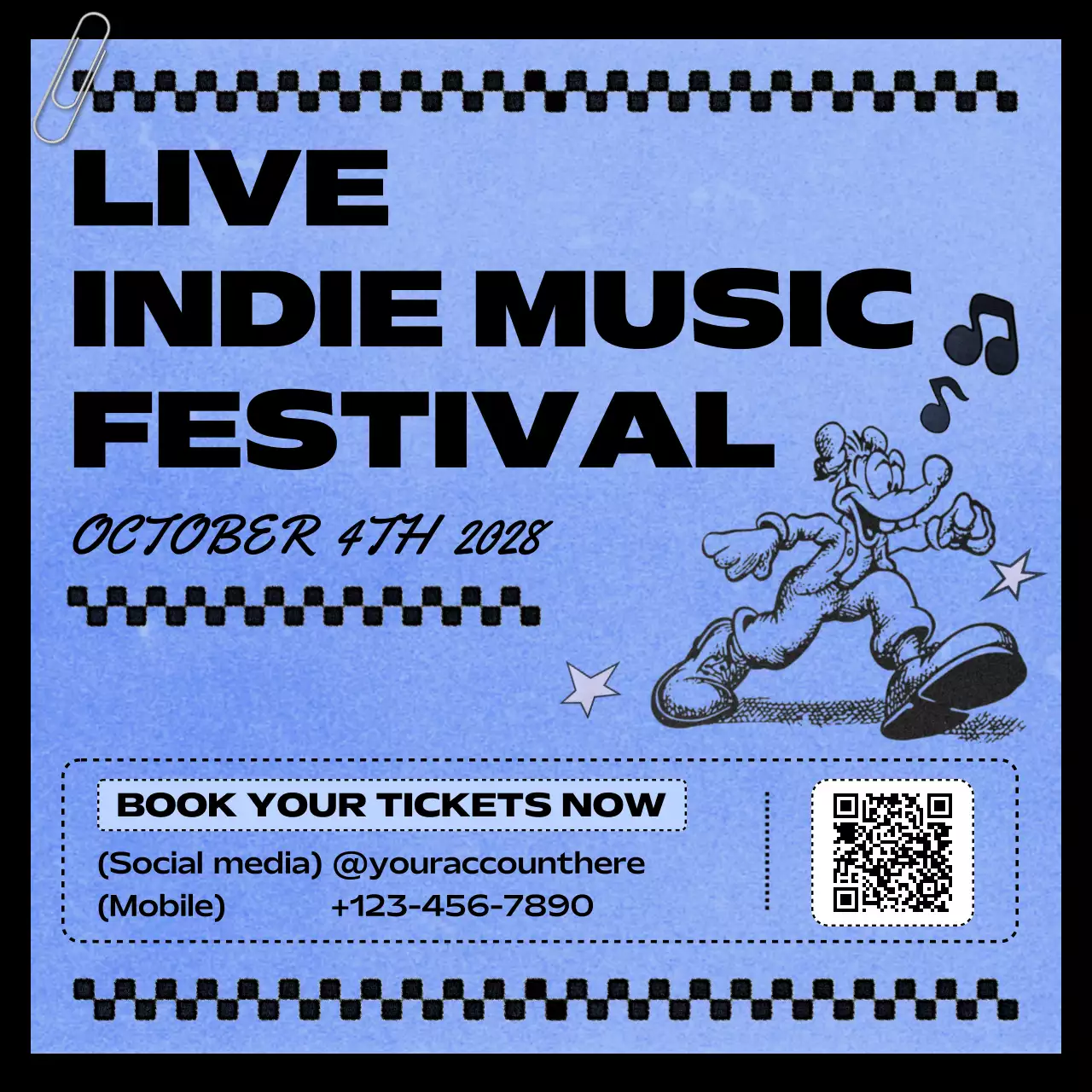 Blue Retro Music Promotion Social Media Post