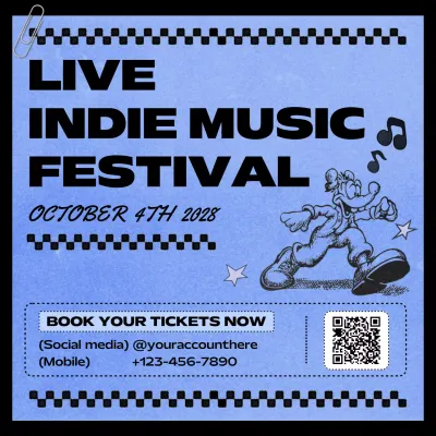 Blue Retro Music Promotion Social Media Post