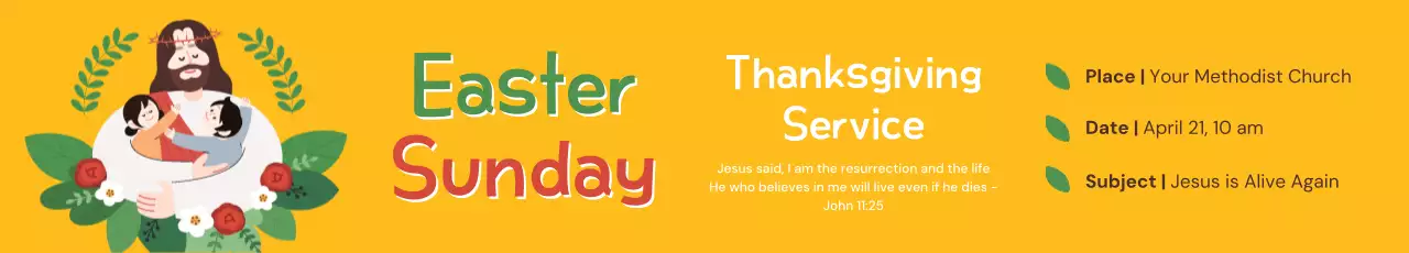 Banner amarelo simples de anúncio de Páscoa