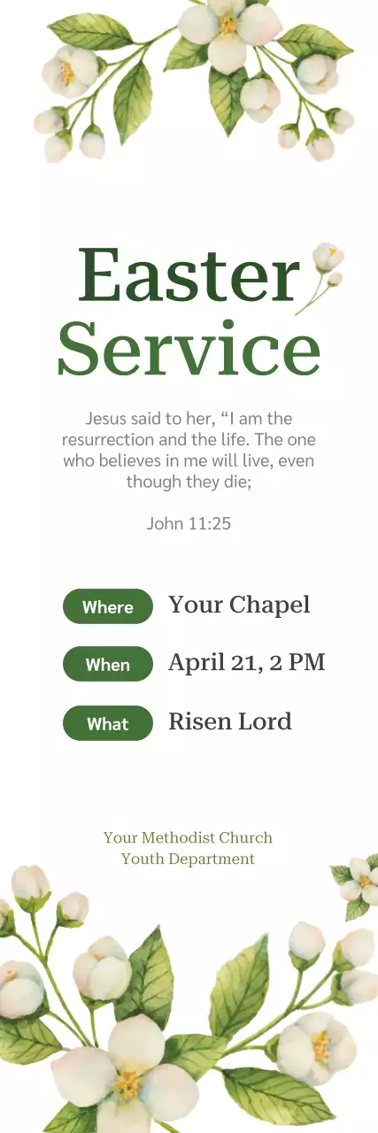 Banner de convite de Páscoa com flores verdes