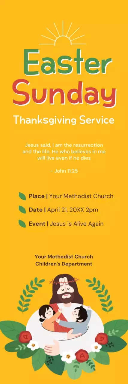 Banner amarelo moderno de anúncio de Páscoa