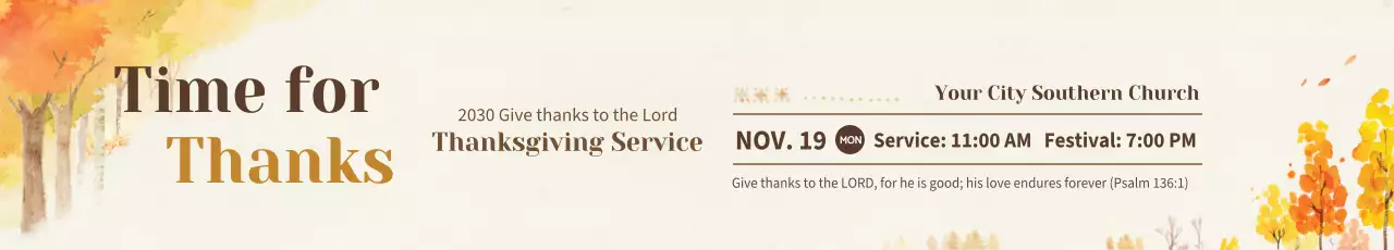 Banner rústico bege para anúncio de Ação de Graças