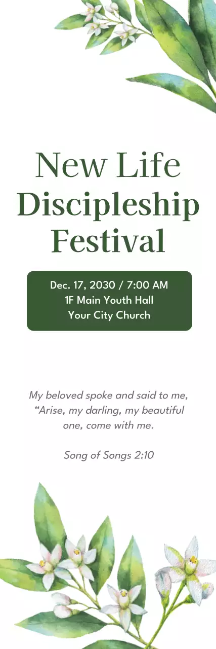 Banner de convite para festival verde e elegante