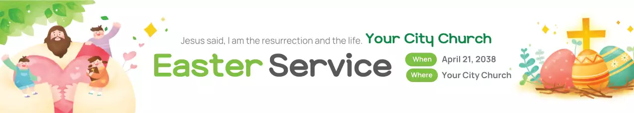 Banner de anúncio de Páscoa tradicional verde