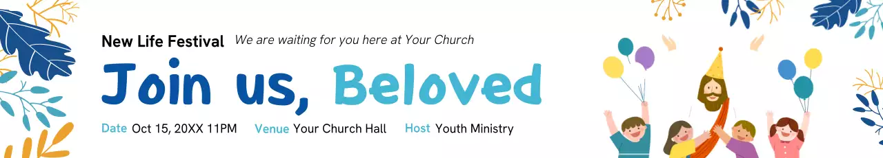 Banner de convite para festival minimalista branco