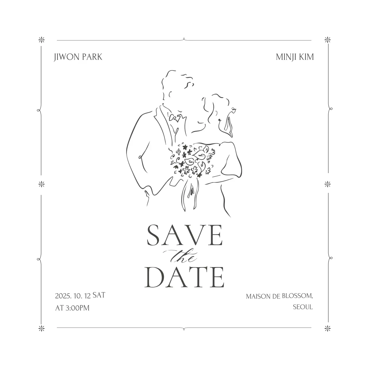 흰색 미니멀 결혼 초대장