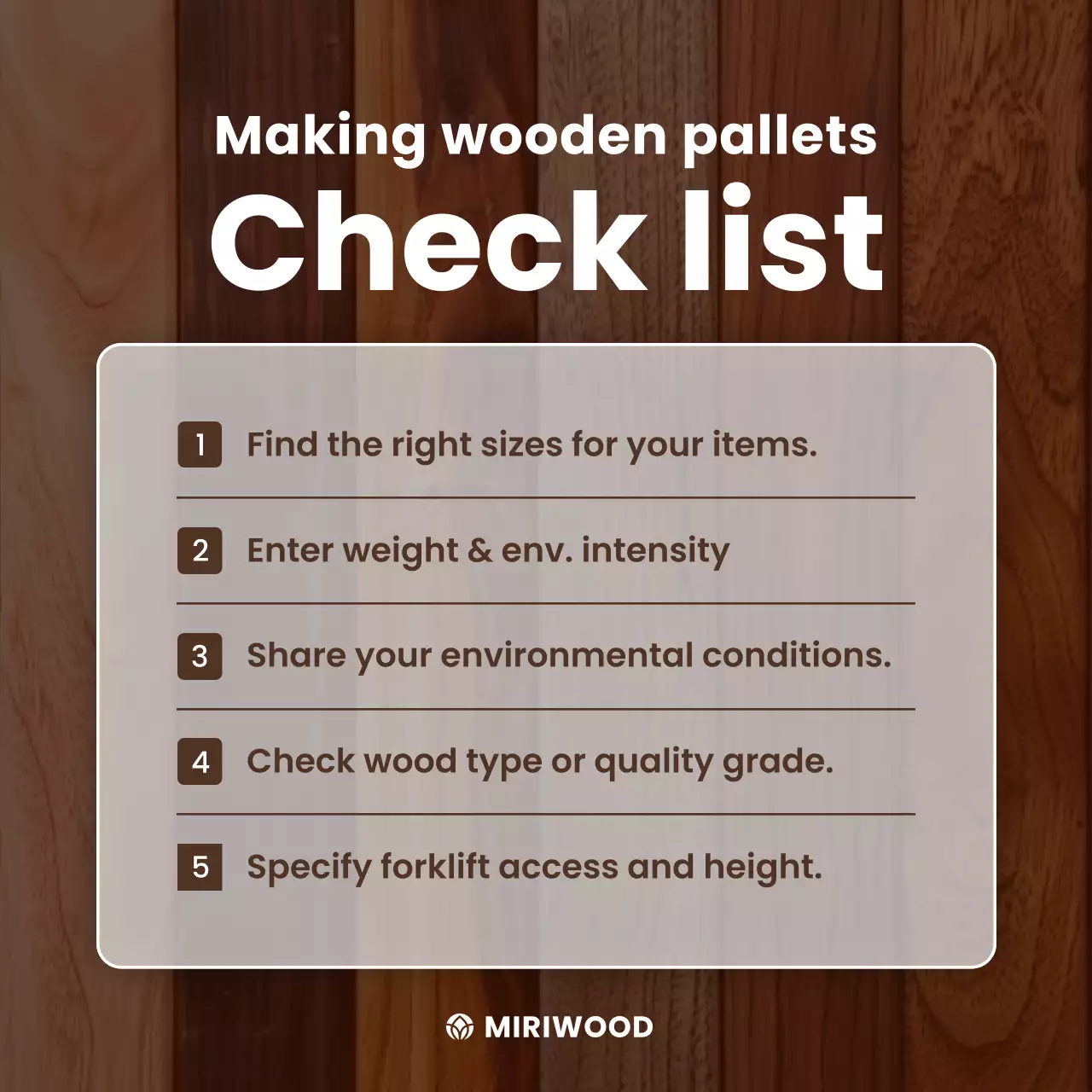 danh sách kiểm tra pallet mộc mạc màu nâu