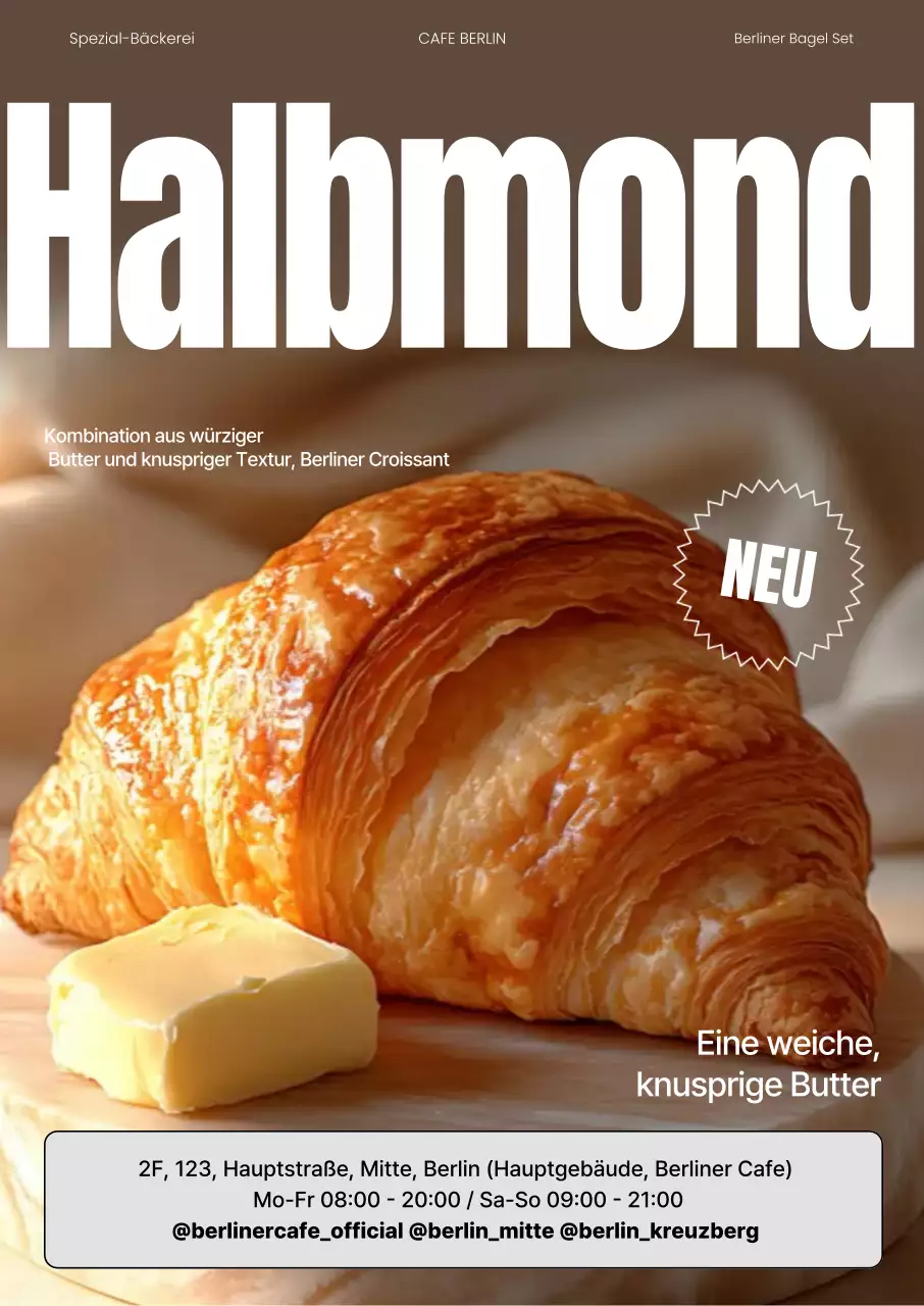 Beige moderne Bäckerei-Werbung