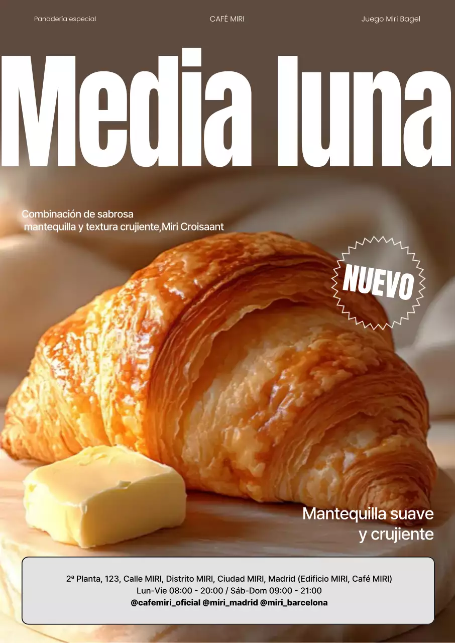 Anuncio de panadería moderna beige