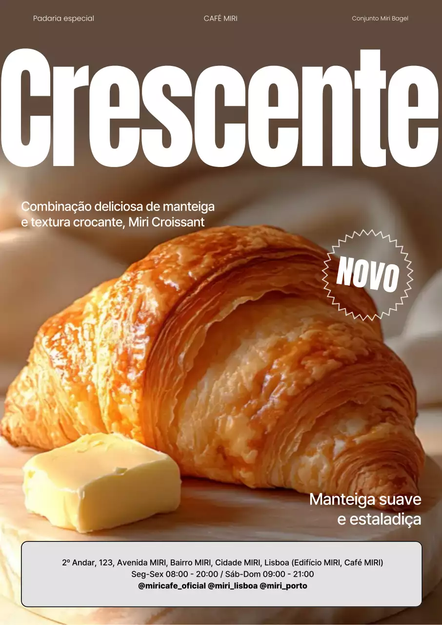 Anúncio de padaria moderna bege
