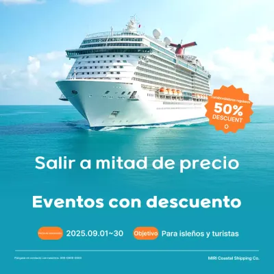 Evento de descuento en viajes Sky Blue Modern